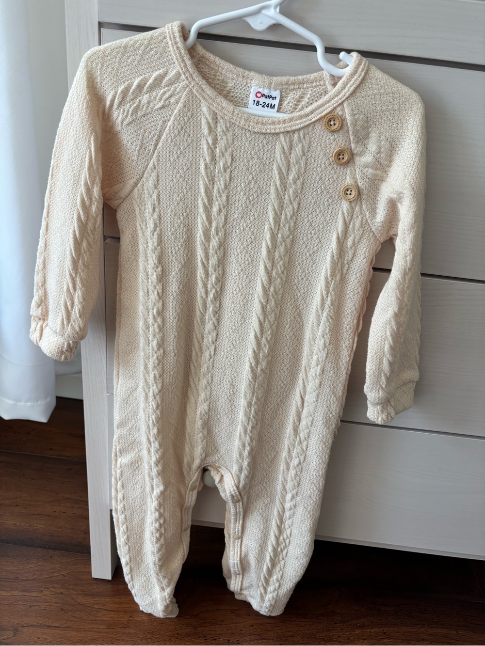 PatPat Cream Cable-Knit Baby One-Piece Romper